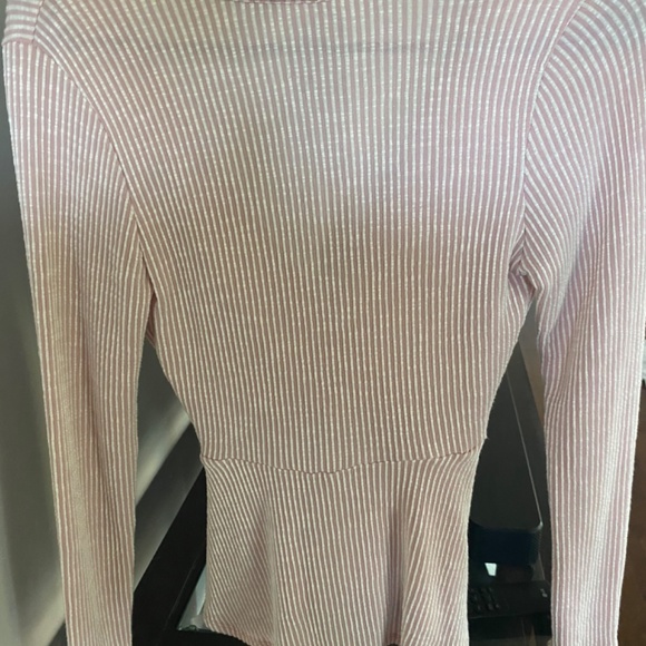 Caught In The Wind pink with white stripes top - Picture 3 of 3